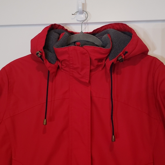 LANDS' END Insulated Winter Coat Hooded Red Size L/P 14-16 Nylon Polyester - Picture 4 of 15